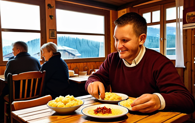 Bryndzové Halušky at a Koliba**

"A rustic wooden table in a traditional "koliba" (Slovak restaurant), set with a plate of Bryndzové Halušky (potato dumplings with sheep cheese and bacon). The dish is steaming slightly. Background shows traditional Slovakian decor.  Fully clothed patrons are enjoying their meal in the soft, warm light. Safe for work, appropriate content, professional photography, modest setting, family-friendly."

**