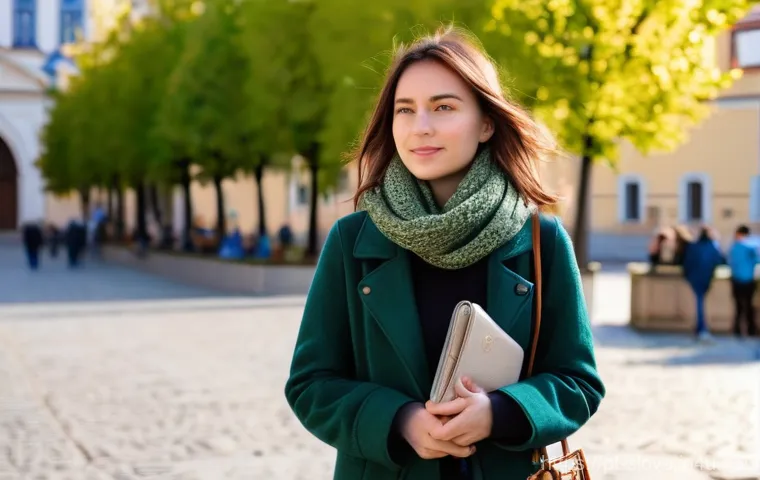 슬로바키아 주요 사기 수법 - **Prompt 1: Vigilant Traveler in Bratislava**
A wide shot of a young female traveler, approximat...