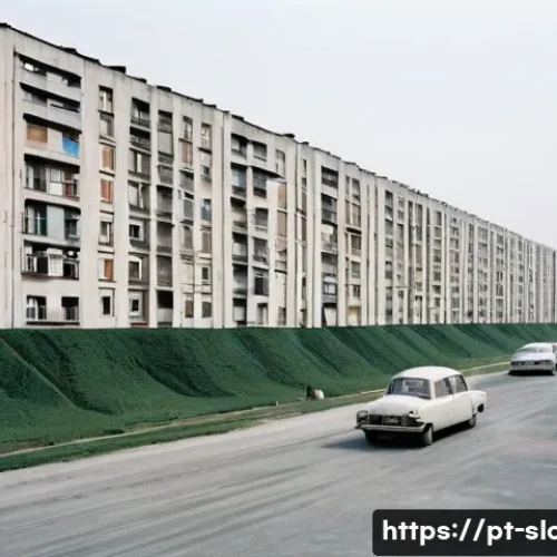 Home 28 슬로바키아 공산주의 시절 영향 - **Prompt: "A street scene in the Petržalka district of Bratislava during the late 1970s or early 198...